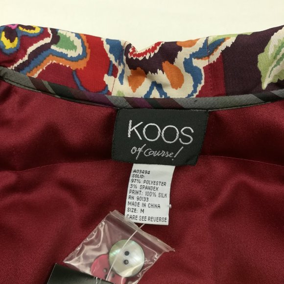 NWT Koos of Course Blazer Jacket Silk Floral Paisley Quilted Quilt Lined - Picture 6 of 8